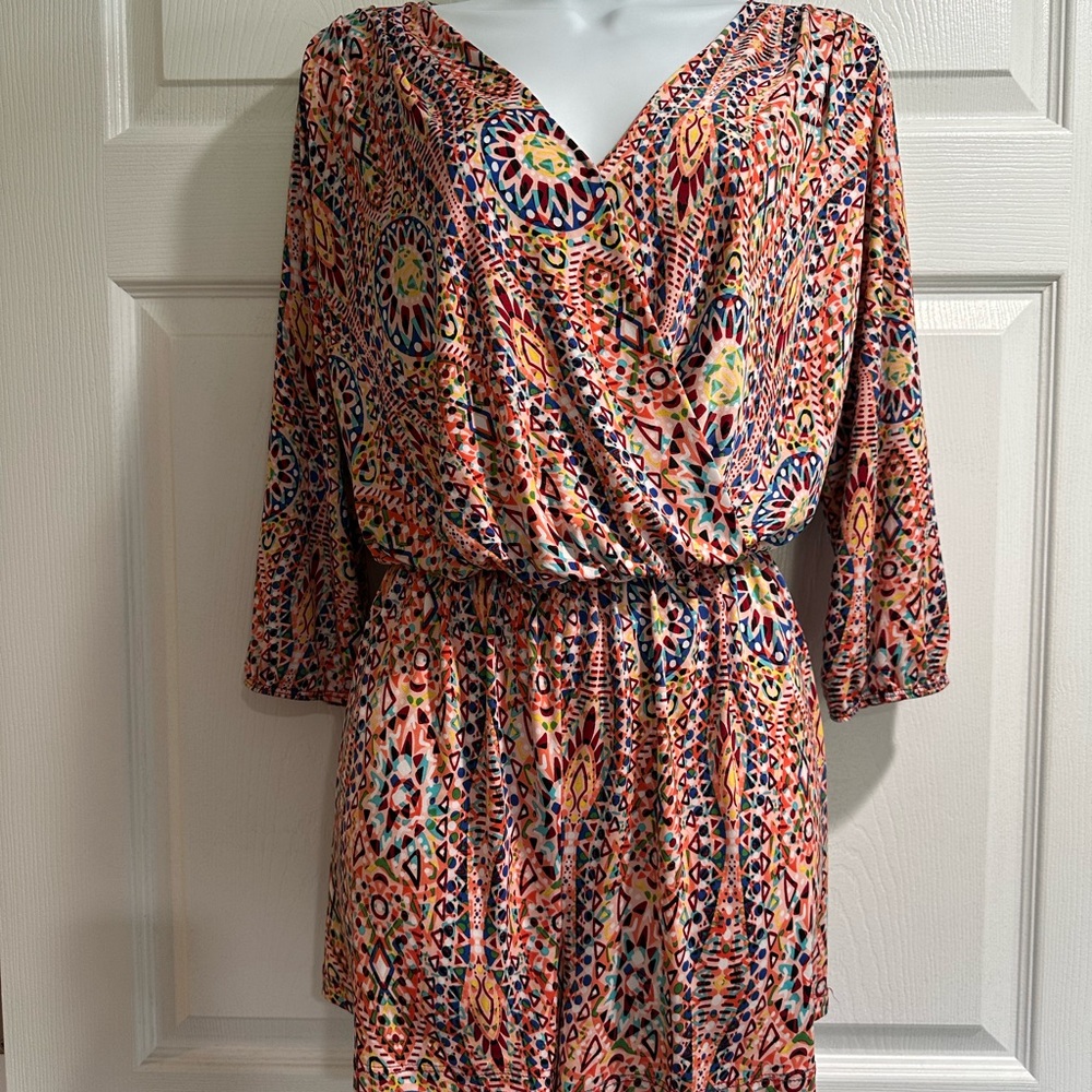 Colorful Geometric Print Romper